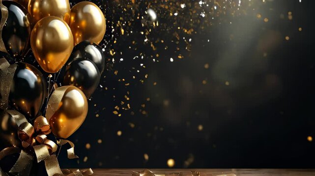  Golden Balloons and Confetti Party Celebration