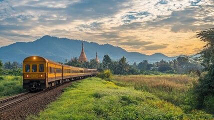 Train Journey through Majestic Mountains