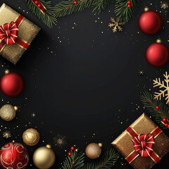 Christmas background with Christmas tree and decorations, copy space, background, wallpaper