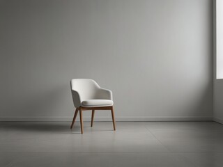 Fototapeta premium Minimalist White Chair in Empty Room