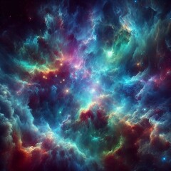 Fototapeta premium wallpapers featuring dense cosmic gas clouds within a colorful nebula