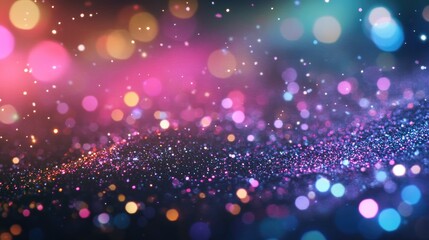 Blurry multicolor glitter background with scattered sparkles, creating a festive atmosphere and leaving a clear space for your text. Perfect for celebratory content.