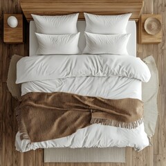 Classic bed with pillow and throw created with generated ai