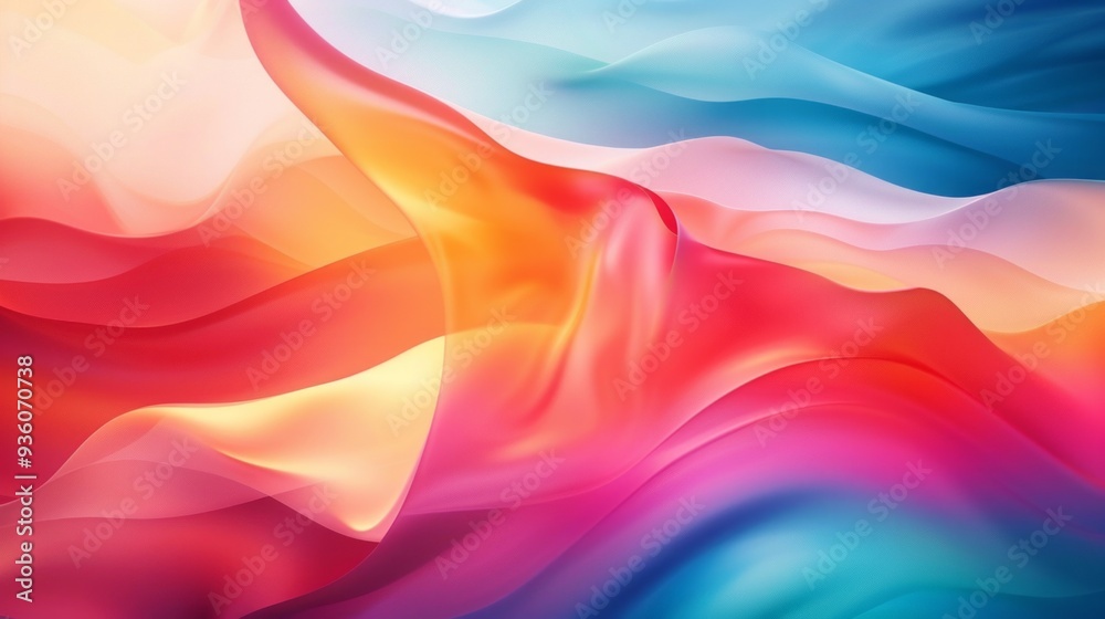 Poster soft curves of brilliant hues flow gracefully, blending together to form a soothing backdrop that in