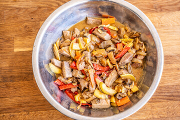 Tuna wok with vegetables, Mallorca, Balearic Islands, Spain