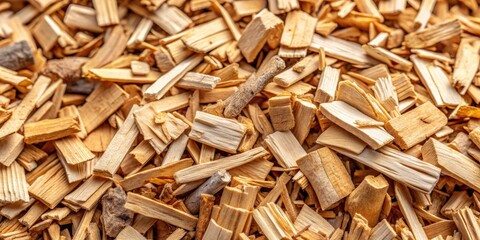 Close up of textured wood chips with natural lighting