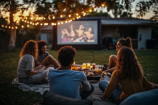 Summer Movie Night, Friends Gather for a Backyard Film Screening