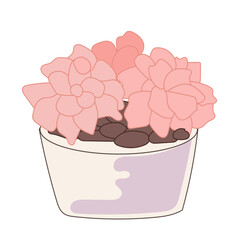 Doodle Flower and Pot Cartoon Icon. Abstract Bright Domestic Floral Plant in Vase Decorative Element Symbol Silhouette.