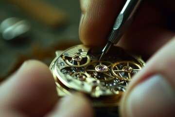Precise hands working on the inner mechanics of a watch, emphasizing detail-oriented craftsmanship.