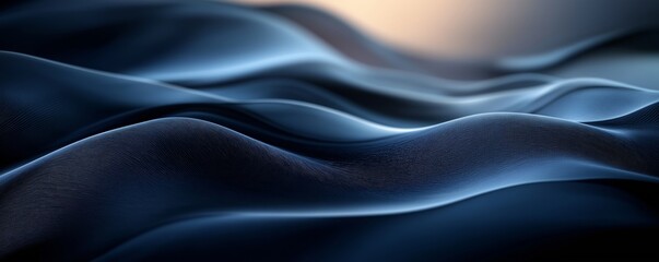Abstract Wave-Like Ridges in Deep Blue and Soft Highlights Creating a Fluid and Elegant Texture, Perfect for Modern and Futuristic Design Concepts