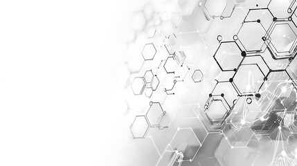 Obraz premium Futuristic Hexagonal Grid Technology in Grey and White