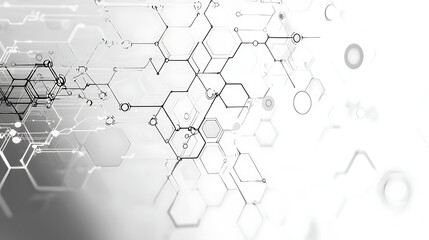 Obraz premium Futuristic Hexagonal Grid Technology in Grey and White