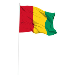 Vector illustration of wavy Guinea flag on transparent background