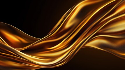 Abstract Fluid Golden Wave with Smooth Silk Texture