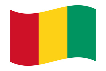 Vector illustration of wavy Guinea flag on transparent background