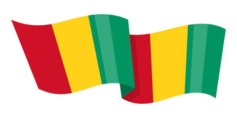 Obraz premium Vector illustration of wavy Guinea flag on transparent background