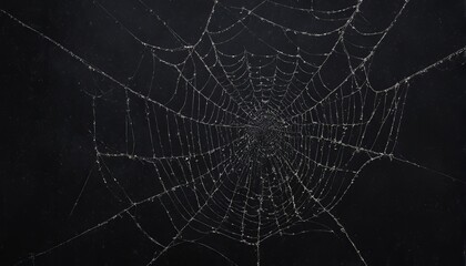 dark moody image with a delicate cobweb on a black background