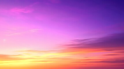 Fototapeta premium Vibrant Sunset Sky Wallpaper, Purple Golden Hues, Enchanting Design Backdrop, Copy Space for Text Images
