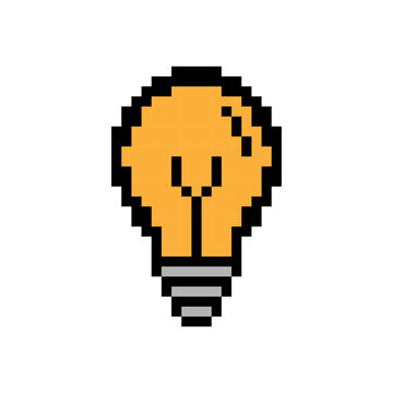 Lamp bulb pixel art icon