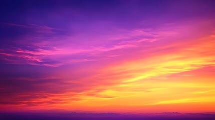 Fototapeta premium Vibrant Sunset Sky Wallpaper, Purple Golden Hues, Enchanting Design Backdrop, Copy Space for Text Images