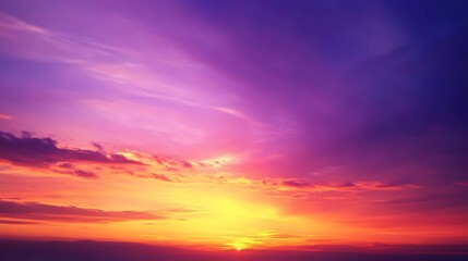 Fototapeta premium Vibrant Sunset Sky Wallpaper, Purple Golden Hues, Enchanting Design Backdrop, Copy Space for Text Images