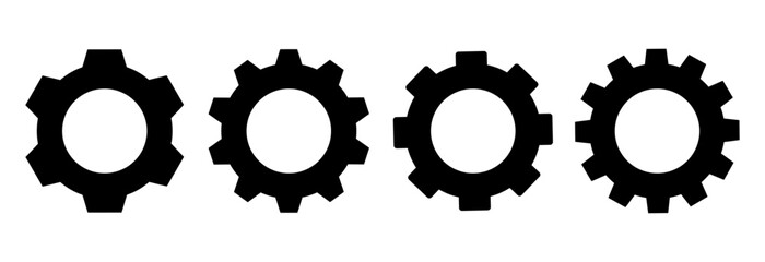 Black Setting Vector Icon set, Gear symbol, App amd Website Icon for Interface, Internet Graphic Elements desigm in Modern Minimal style, Vectorstock