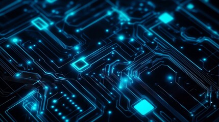 Abstract Blue Circuit Board Background