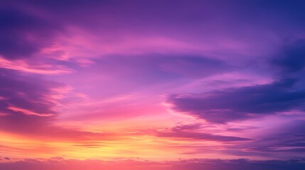 Fototapeta premium Vibrant Sunset Sky Wallpaper, Purple Golden Hues, Enchanting Design Backdrop, Copy Space for Text Images