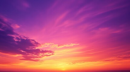 Fototapeta premium Vibrant Sunset Sky Wallpaper, Purple Golden Hues, Enchanting Design Backdrop, Copy Space for Text Images