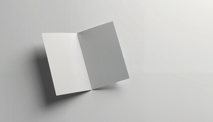 Fototapeta premium Blank bifold brochure in minimalist style in grayscale for mockup presentation with copy space