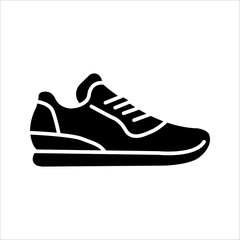 Shoe icon. Black shoe silhouette symbol on white background. Vector illustration.