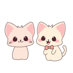 Fototapeta premium Doodle Kawaii Cute Cat Character Icon. Funny Lovely Adorable Kitty Pet Animal Symbol Decorative hand drawn Element. 