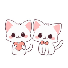 Fototapeta premium Doodle Kawaii Cute Cat Character Icon. Funny Lovely Adorable Kitty Pet Animal Symbol Decorative hand drawn Element. 