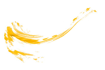 Yellow brush strokes set on transparent background.