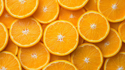 Fresh orange slices stacked together