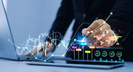 Stock market chart, exchange financial growth diagram.Analysis finance grow graph and market investment. Financial business plan,earnings,sale and strategy.