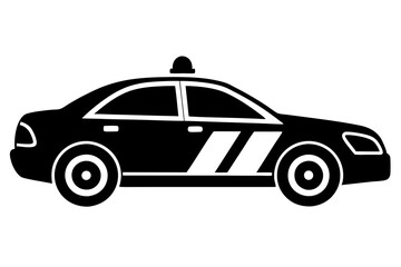 Stylish Police Car Silhouette Side Profile Vector Illustration  with Emergency Lights