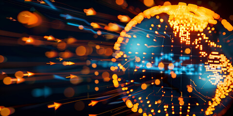 Cyber war attack on world globe, global computing security, protection from hacking