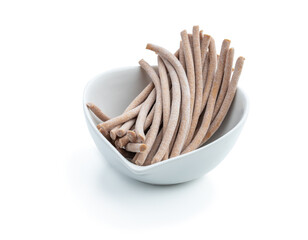 Sweet gummy sticks with fruity flavor isolated on white background