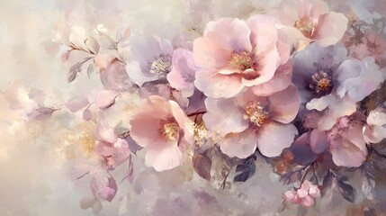 Captivating Floral Composition with Pastel and Metallic Elements in Ethereal Setting