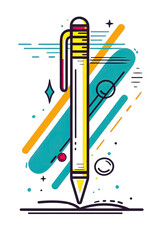 Colorful illustration of a pen with abstract shapes, perfect for creative projects and artistic expressions.