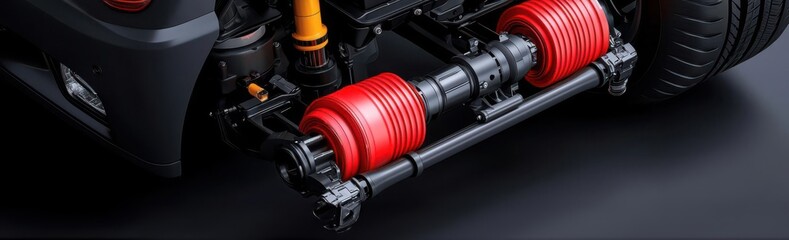 Car suspension with design optimization, mechanical engineering, 3D illustration