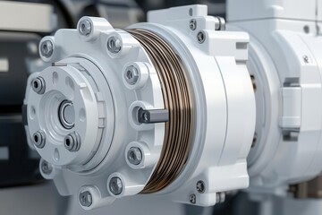 Mechanical transmission with efficiency study, engineering design, 3D illustration