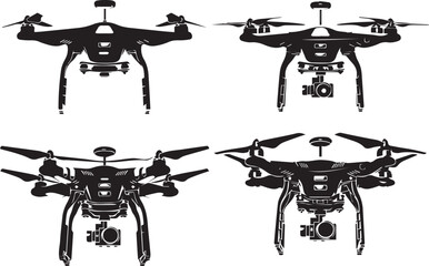 Set FPV Drone. Hand drawn vector illustration