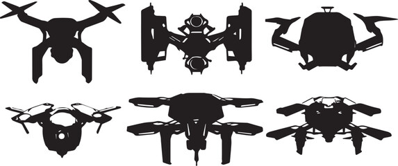 Naklejka premium Set FPV Drone. Hand drawn vector illustration