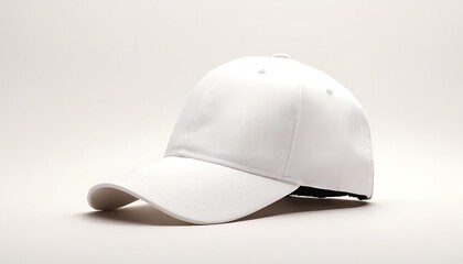 Fototapeta premium White baseball caps mock up a gray background, front and back or different sides. For branding and advertising.10