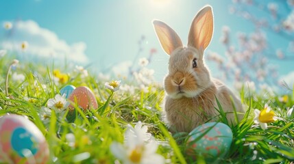 Fototapeta premium Rabbit with Easter Eggs