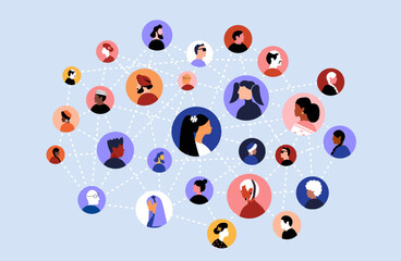 Diverse inclusive people connected with each other