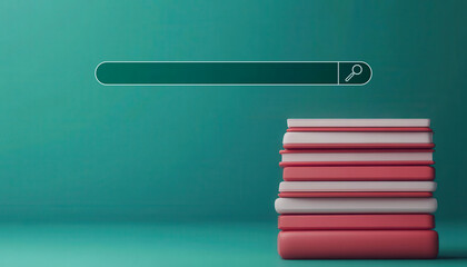 Fototapeta premium A 3D search bar slicing through layers of digital content, uncovering relevant information, symbolizing deep search functionality