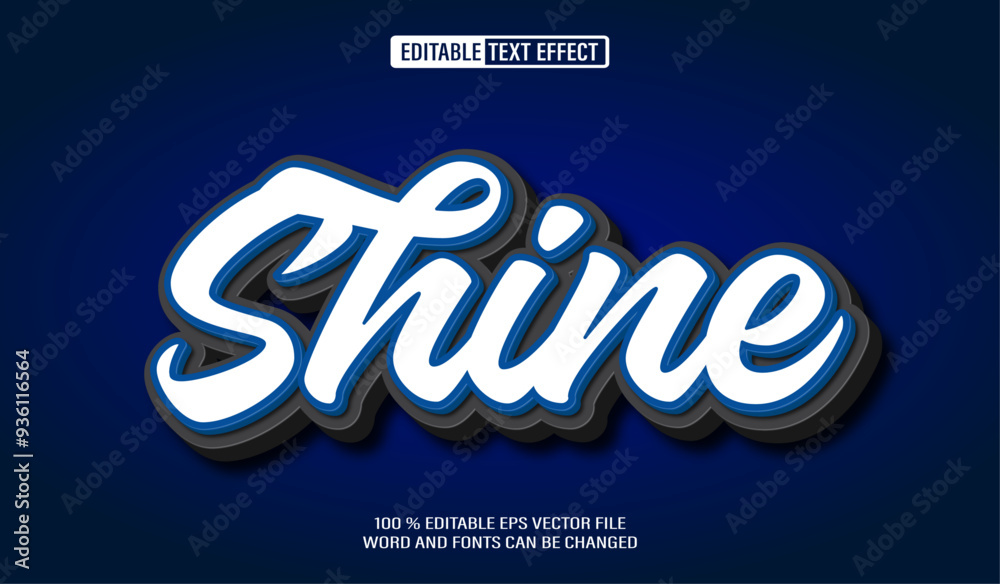 Poster editable 3d text style effect - shine text effect template